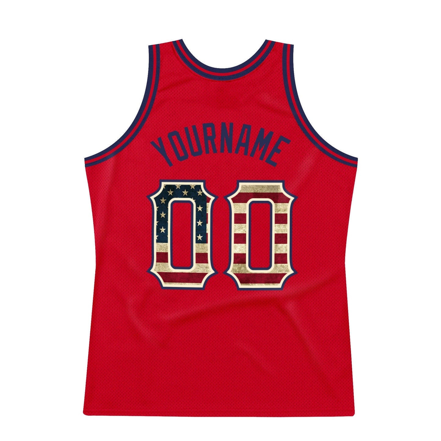 Custom Red Vintage USA Flag-Black Authentic Throwback Basketball Jersey view 6