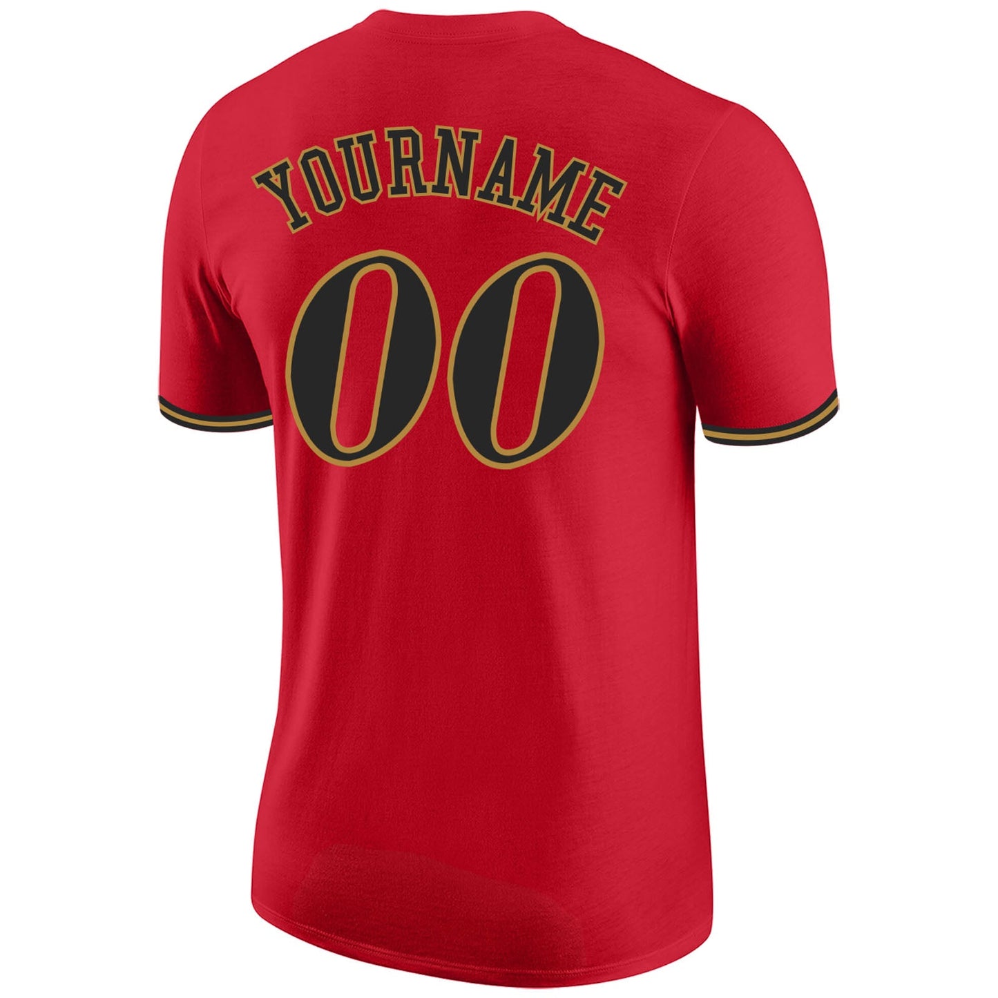 Custom Red Black-Old Gold Performance T-Shirt view 6