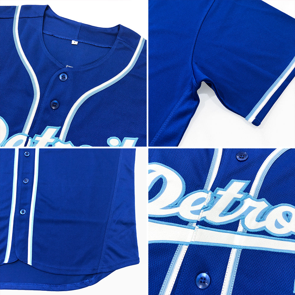 Custom Royal White Authentic Baseball Jersey view 6