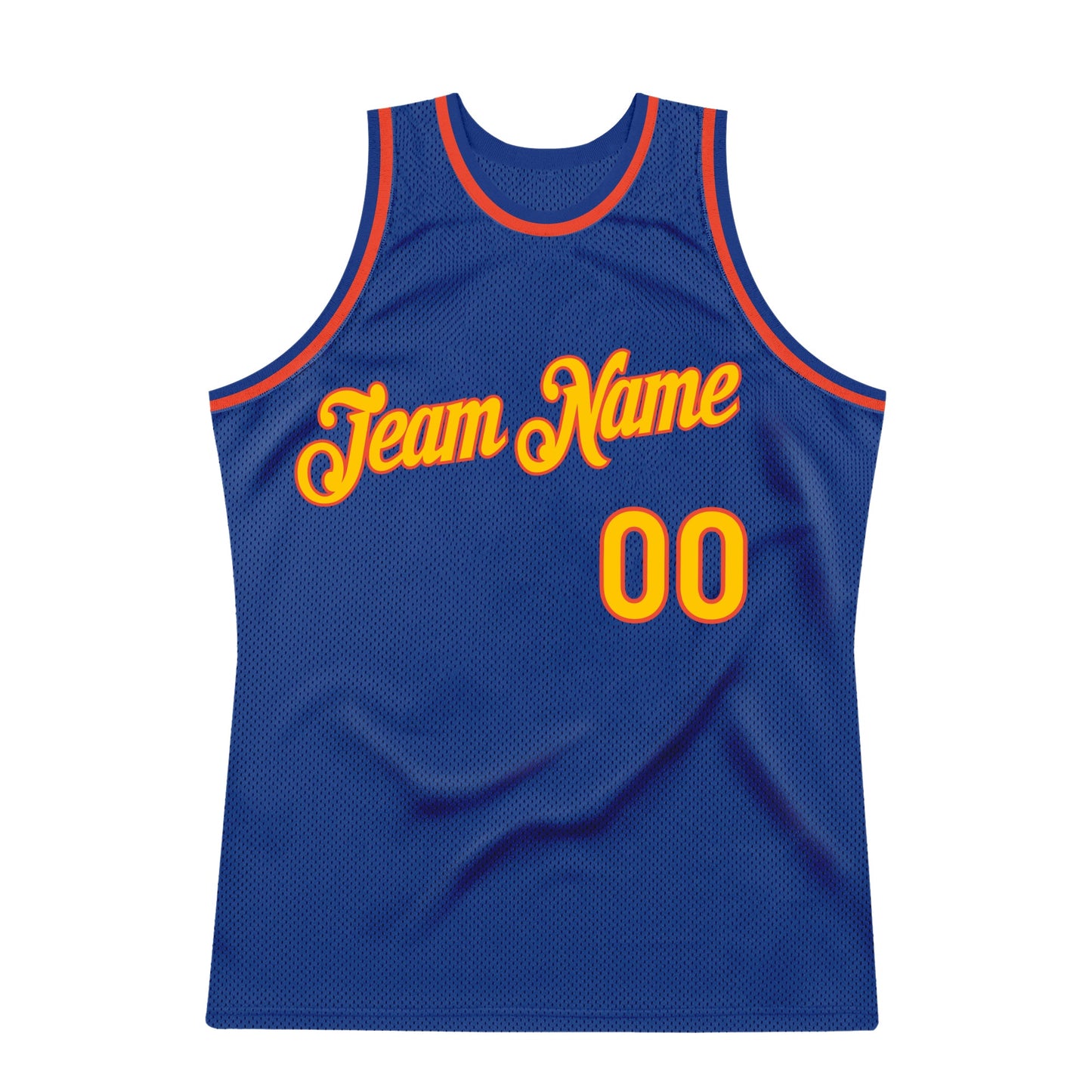 Custom Royal Gold-Orange Authentic Throwback Basketball Jersey view 7
