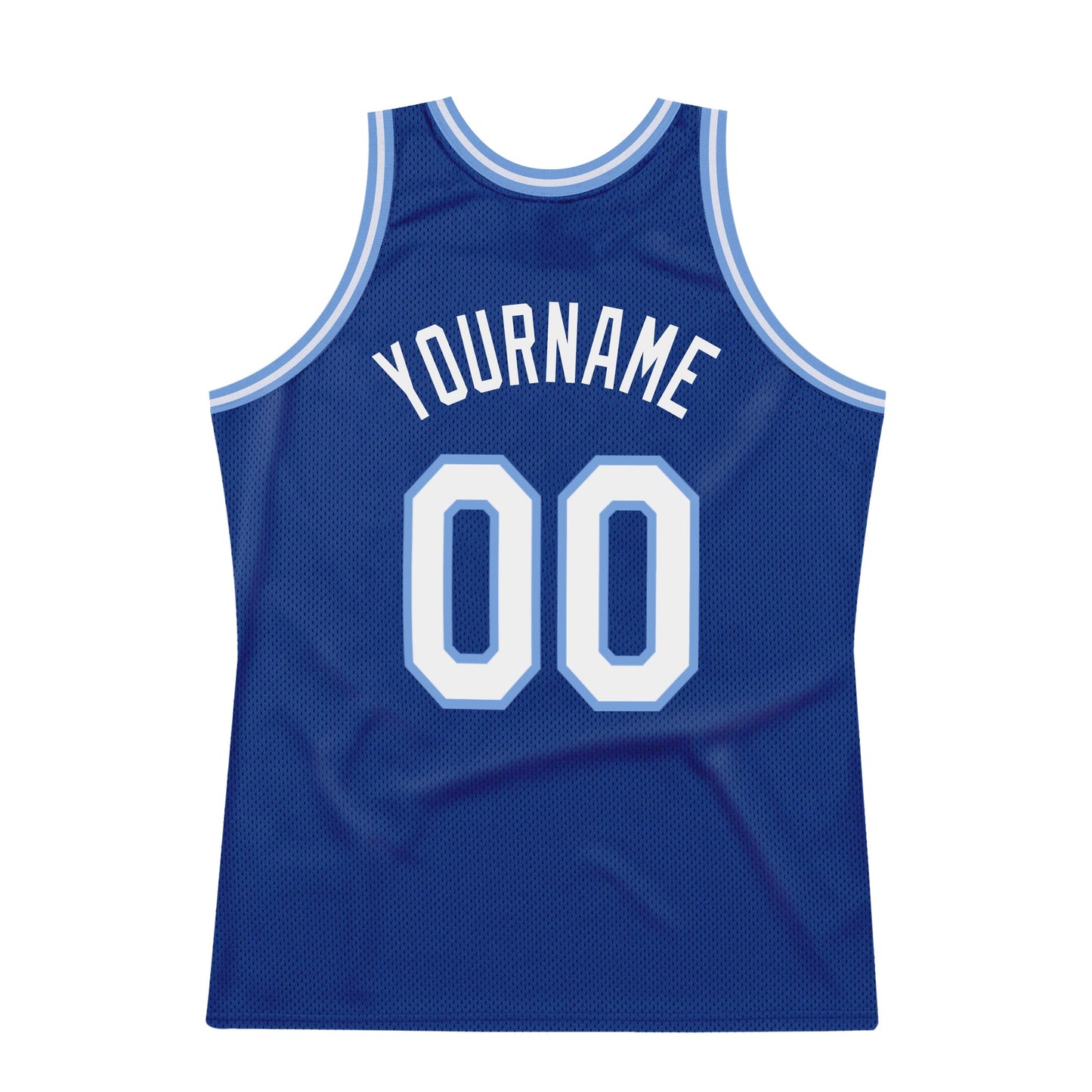 Custom Royal White-Light Blue Authentic Throwback Basketball Jersey view 6