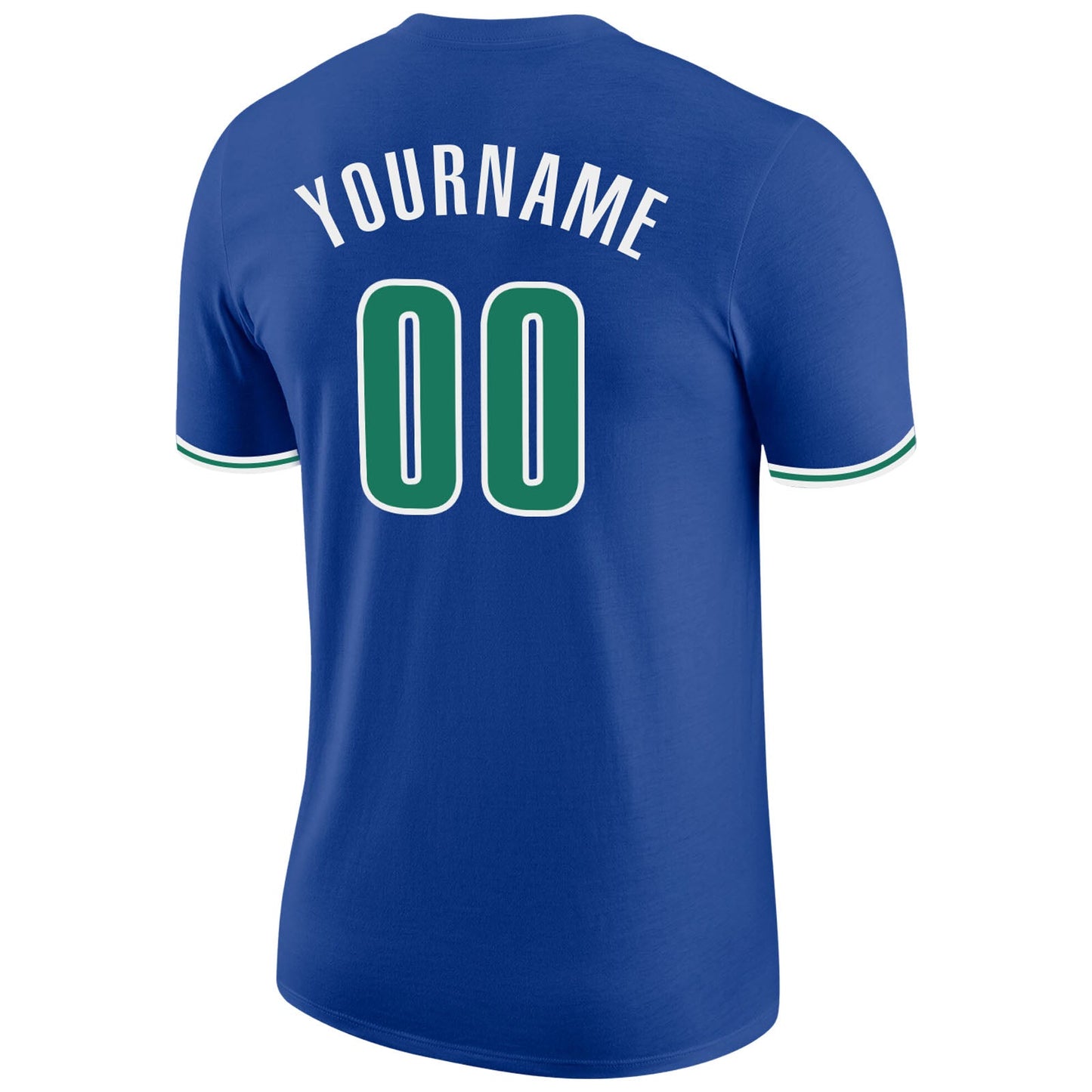 Custom Royal Kelly Green-White Performance T-Shirt view 6