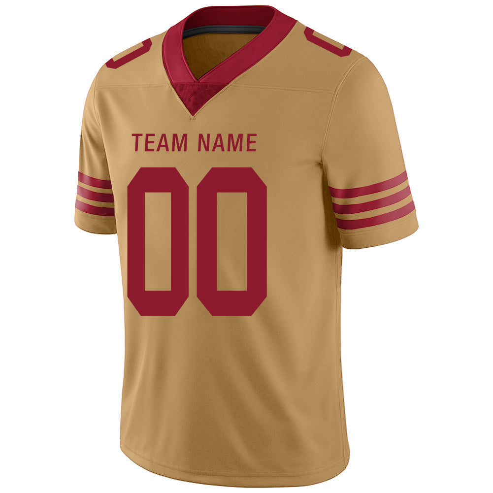 Custom SF.49ers Stitched American Football Jerseys Personalize Birthday Gifts Gold Jersey view 4