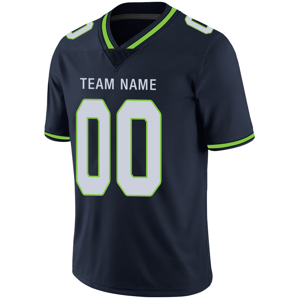 Custom S.Seahawks Stitched American Football Jerseys Personalize Birthday Gifts Navy Jersey view 4