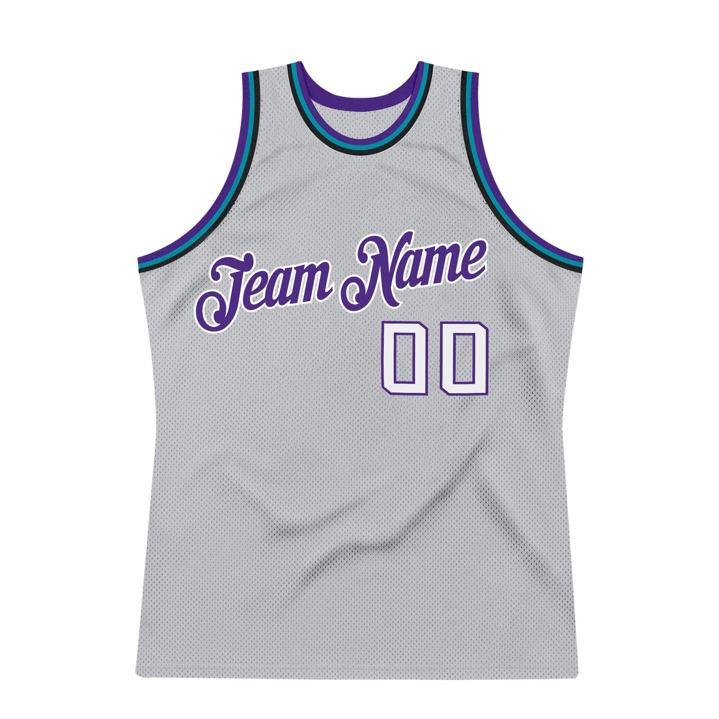 Custom Gray White-Purple Authentic Throwback Basketball Jersey view 7