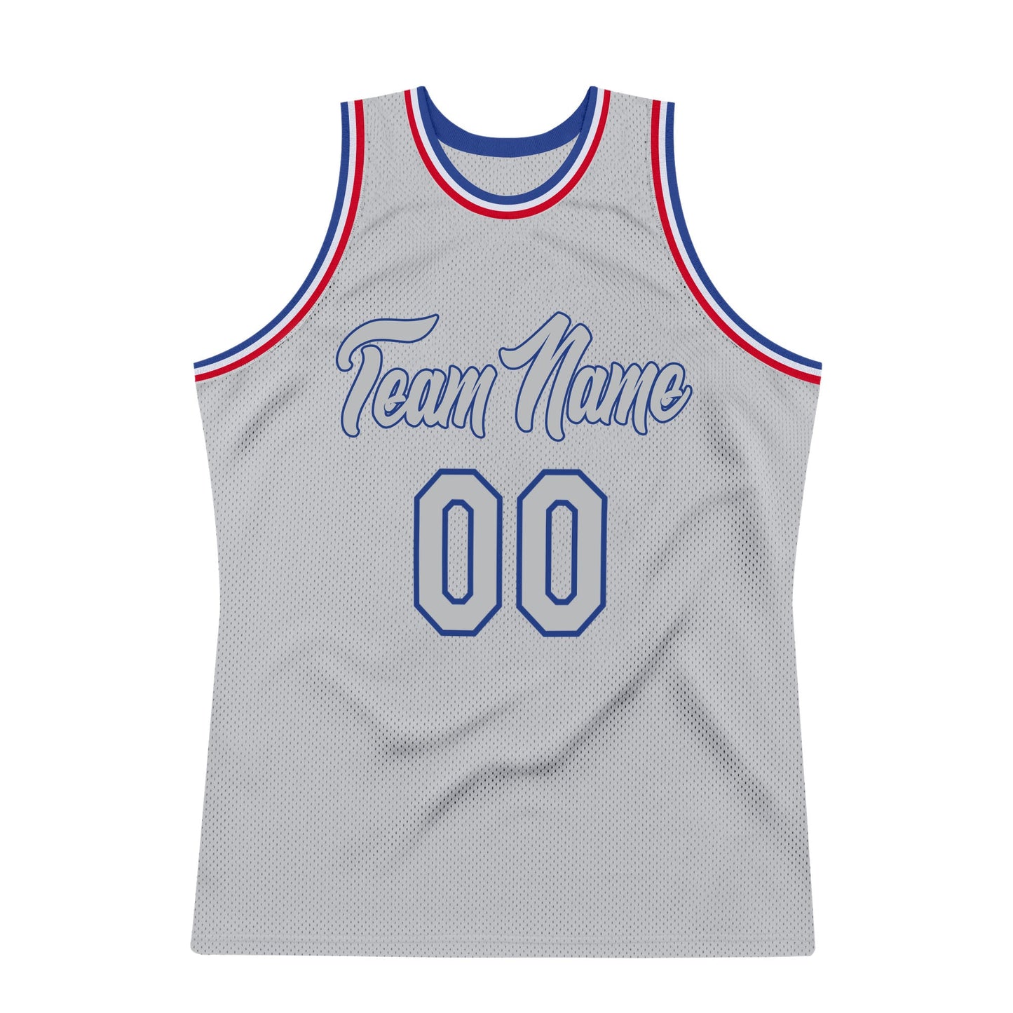 Custom Gray Gray-Royal Authentic Throwback Basketball Jersey view 7