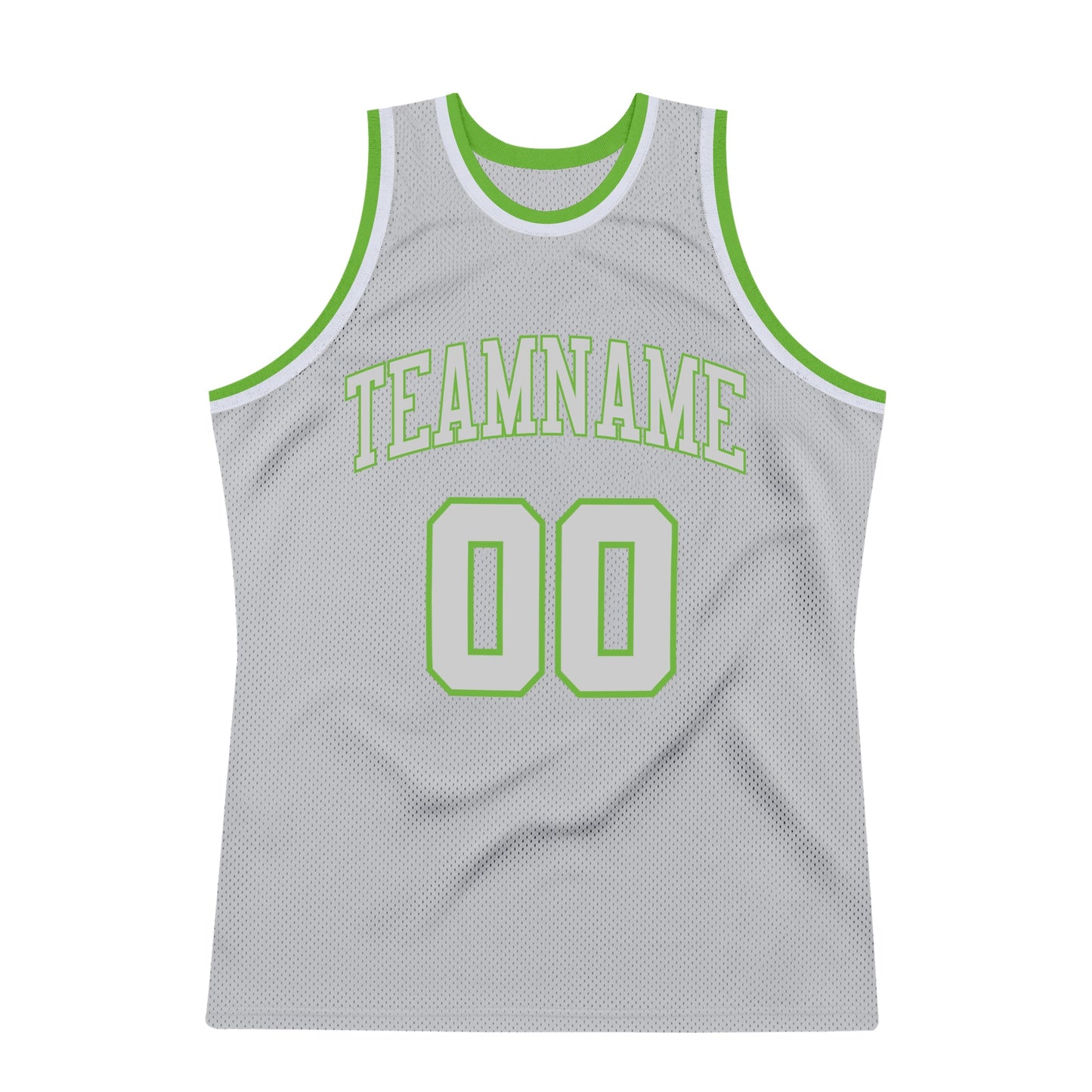 Custom Gray Gray-Neon green Authentic Throwback Basketball Jersey view 6