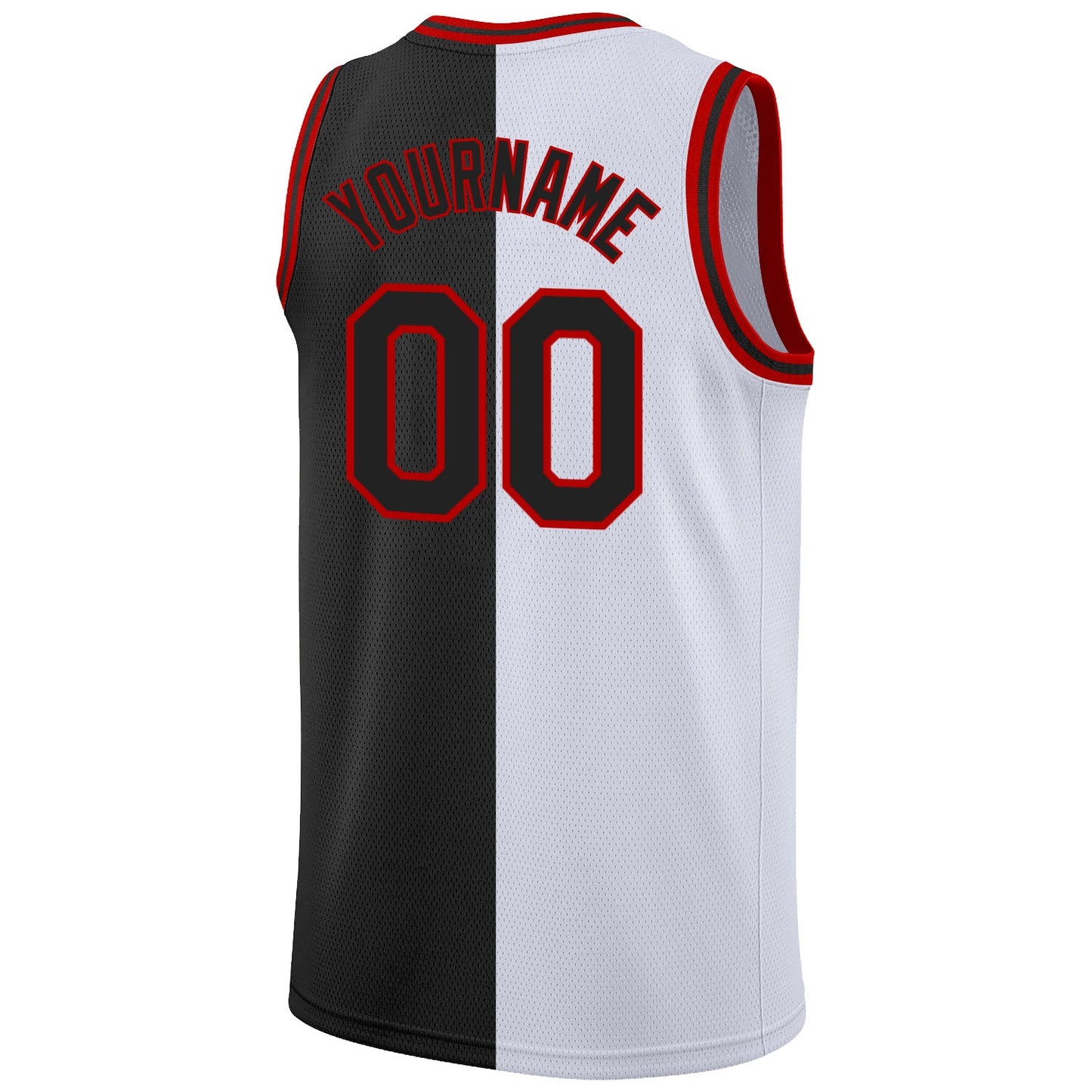 Custom White Black-Red Authentic Split Fashion Basketball Jersey view 6