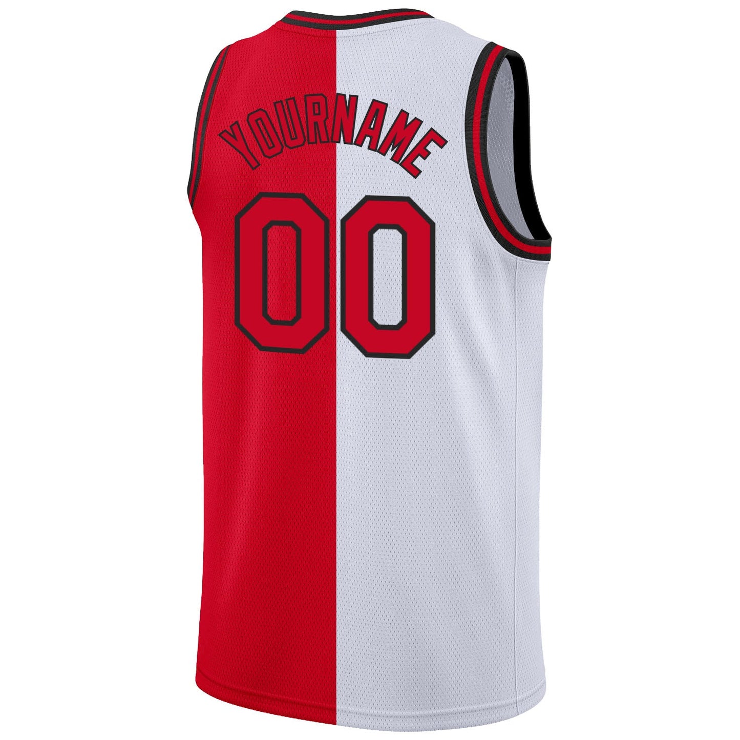 Custom White Red-Black Authentic Split Fashion Basketball Jersey view 6