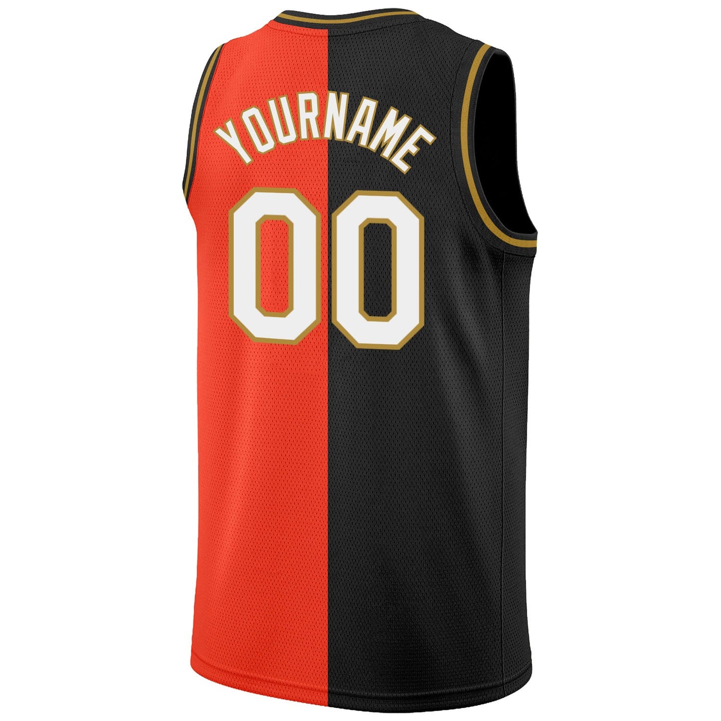 Custom Orange White-Black Authentic Split Fashion Basketball Jersey view 6