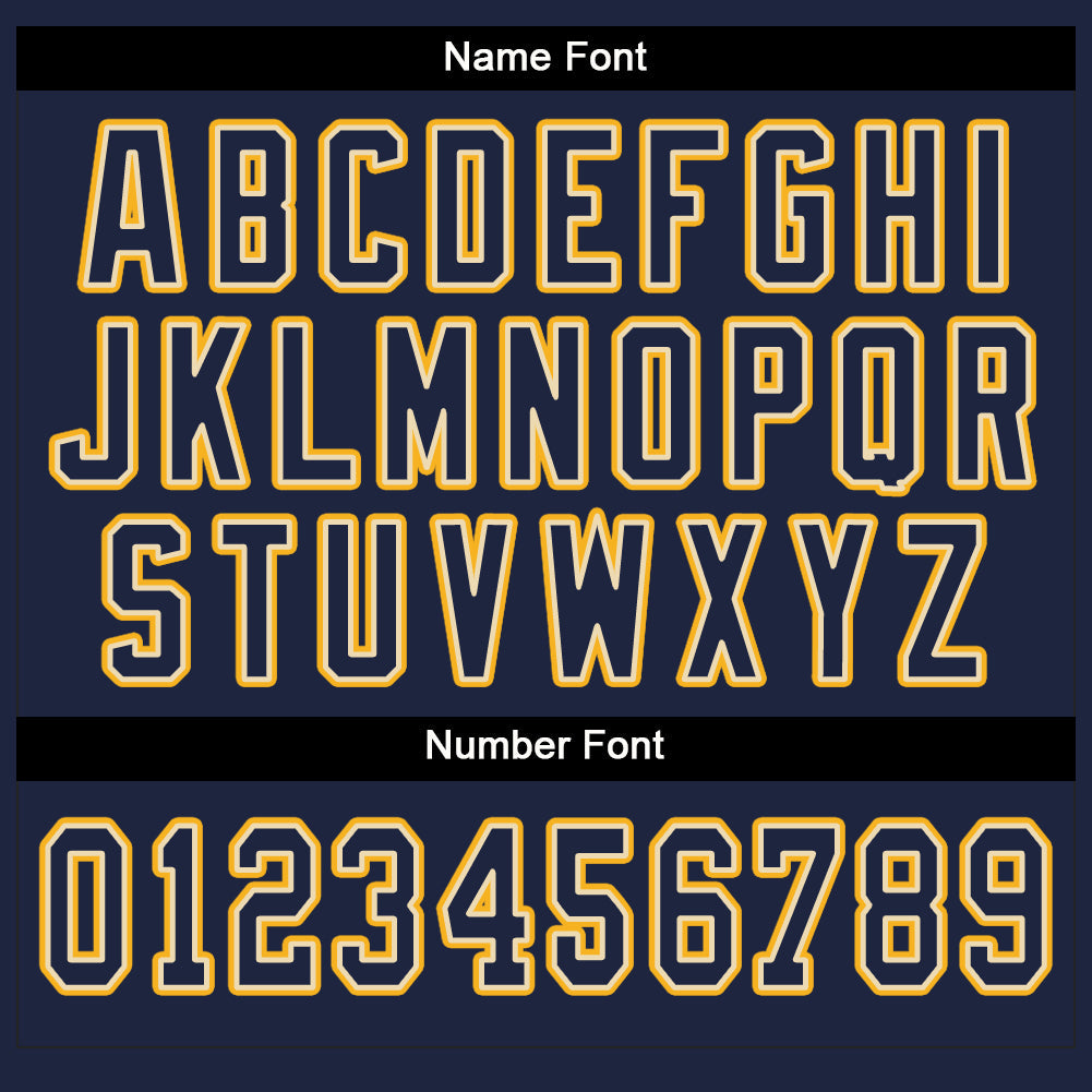 Custom Cream Navy-Gold Split Fashion Football Jersey view 4