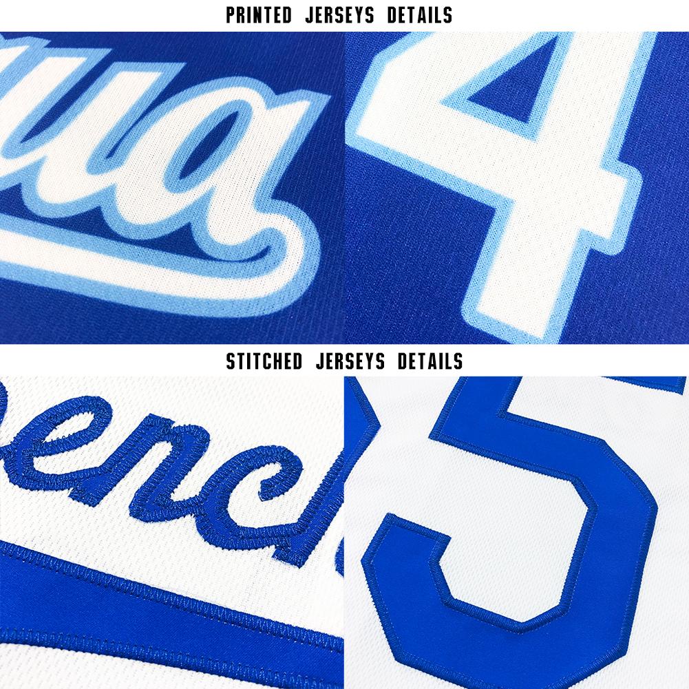Custom White Royal-Red Baseball Jersey view 6