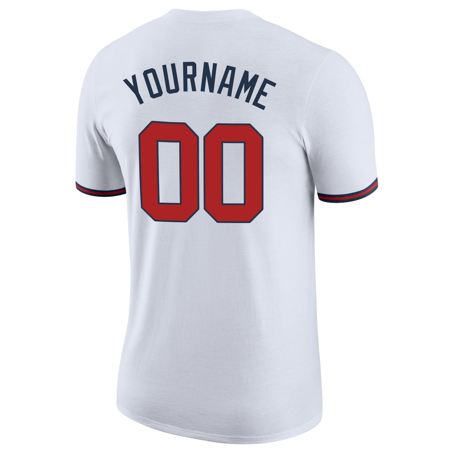 Custom White Red-Navy Performance T-Shirt view 6