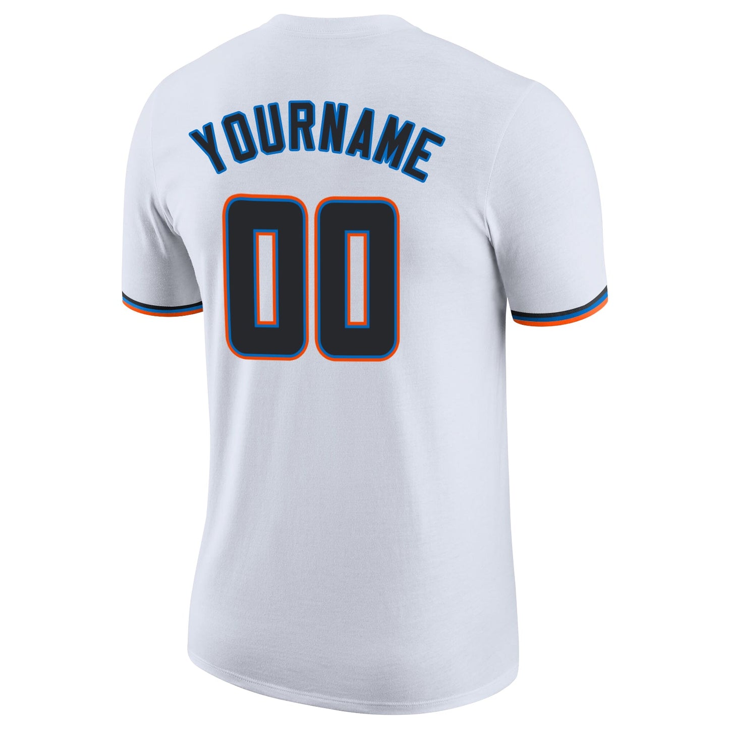 Custom White Black-Powder Blue Performance T-Shirt view 6