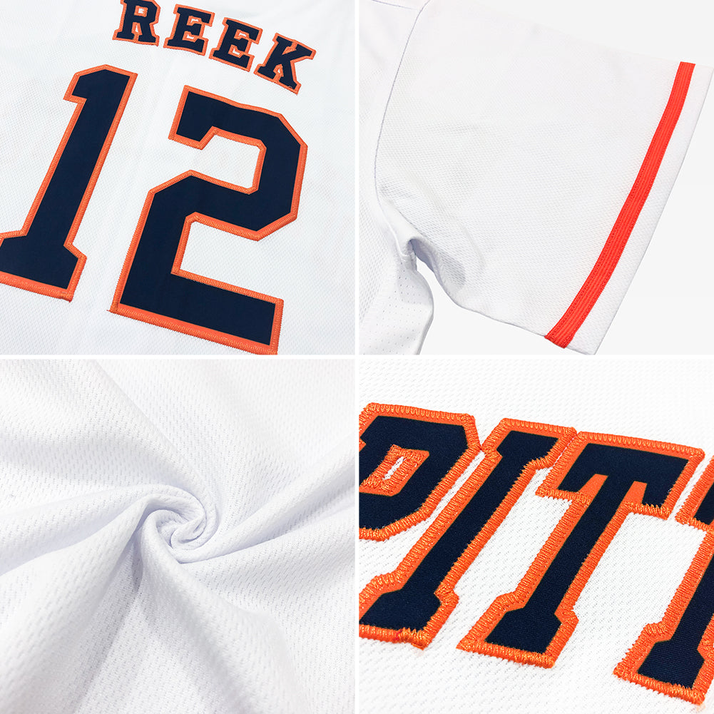 Custom White Navy-Gold Authentic Throwback Rib-Knit Baseball Jersey Shirt view 7