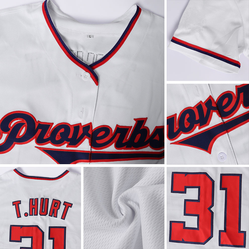 Custom White Red-Royal Authentic Baseball Jersey view 6