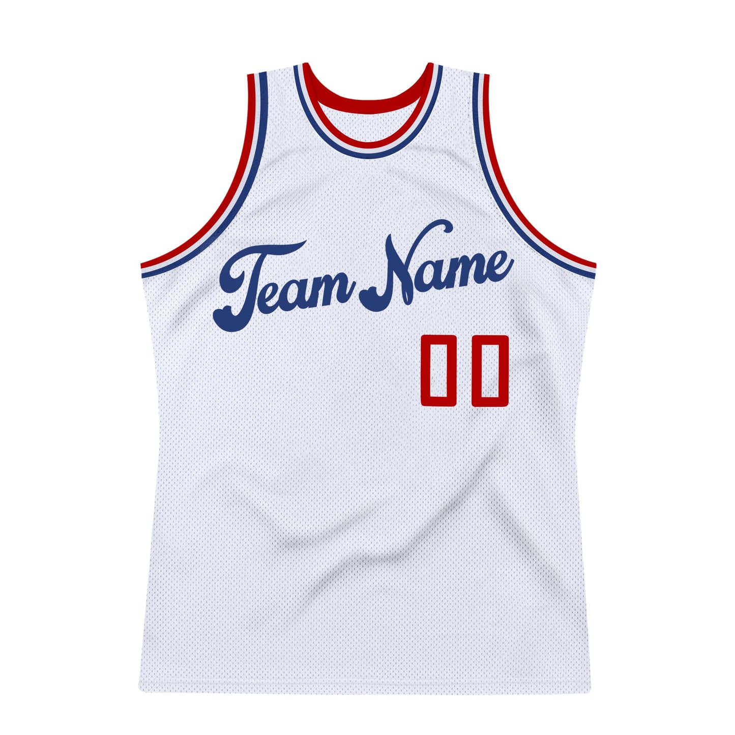 Custom White Red-Royal Authentic Throwback Basketball Jersey view 7