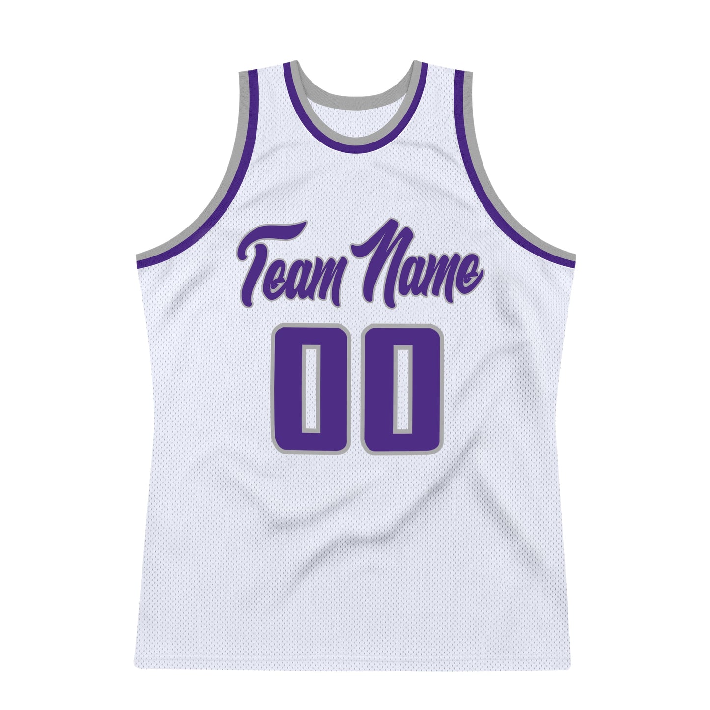 Custom White Purple-Gray Authentic Throwback Basketball Jersey view 7