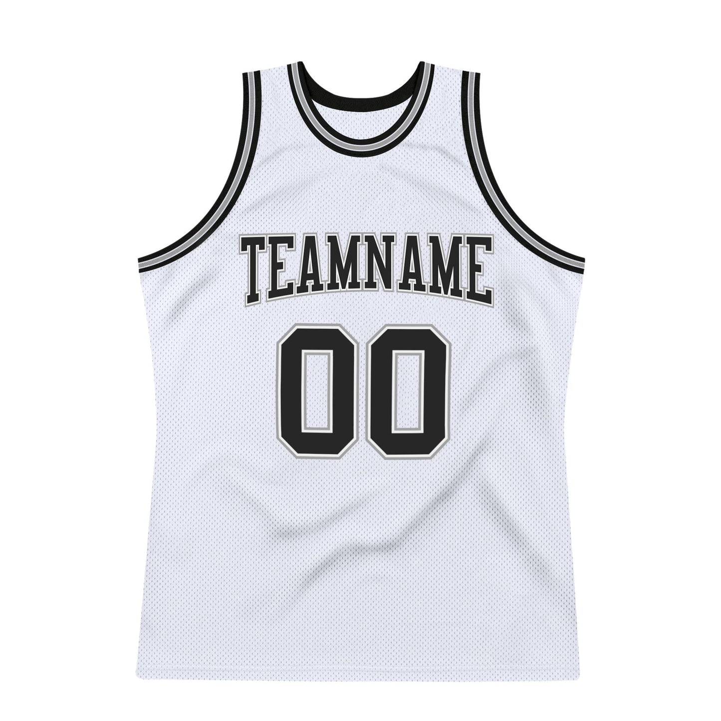 Custom White Black-Gray Authentic Throwback Basketball Jersey view 7