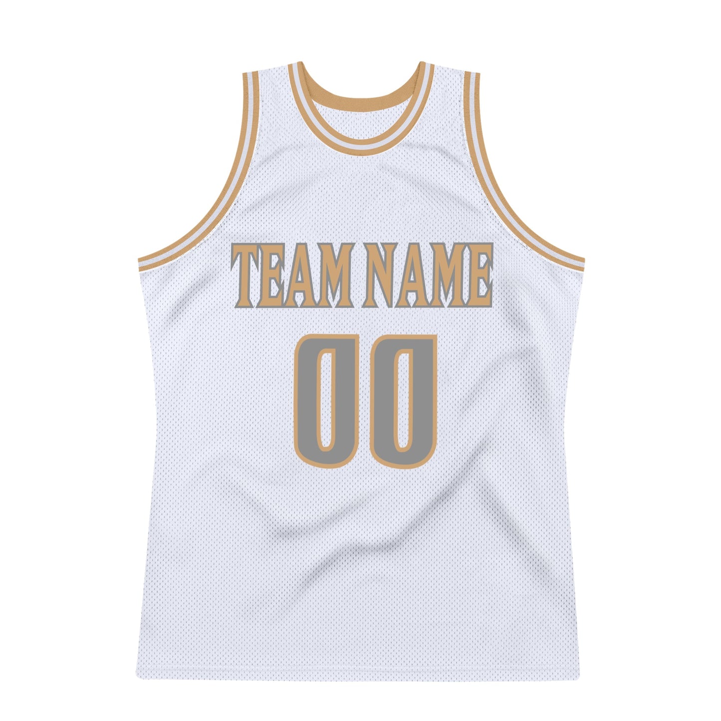 Custom White Steel Gray-Old Gold Authentic Throwback Basketball Jersey view 7
