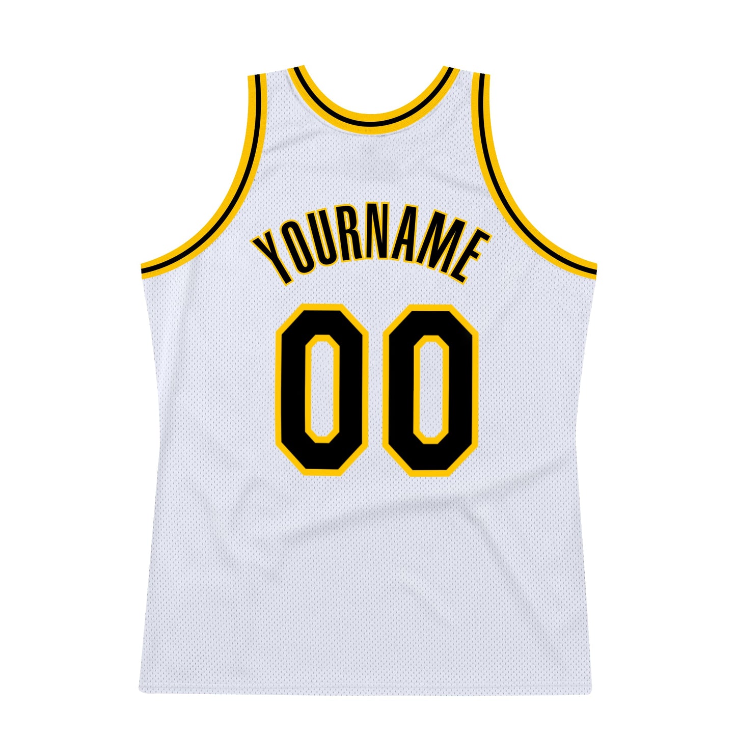 Custom White Black-Gold Authentic Throwback Basketball Jersey view 6
