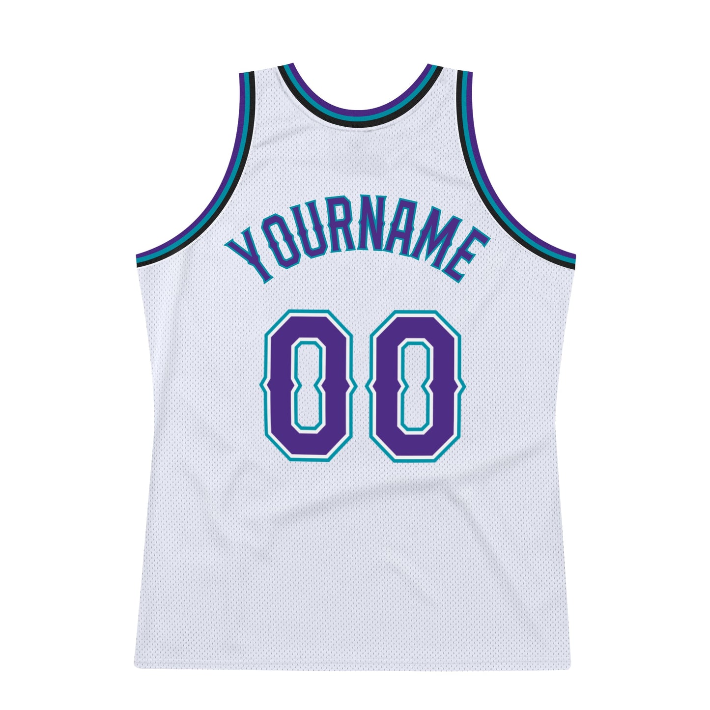 Custom White Purple-Teal Authentic Throwback Basketball Jersey view 6
