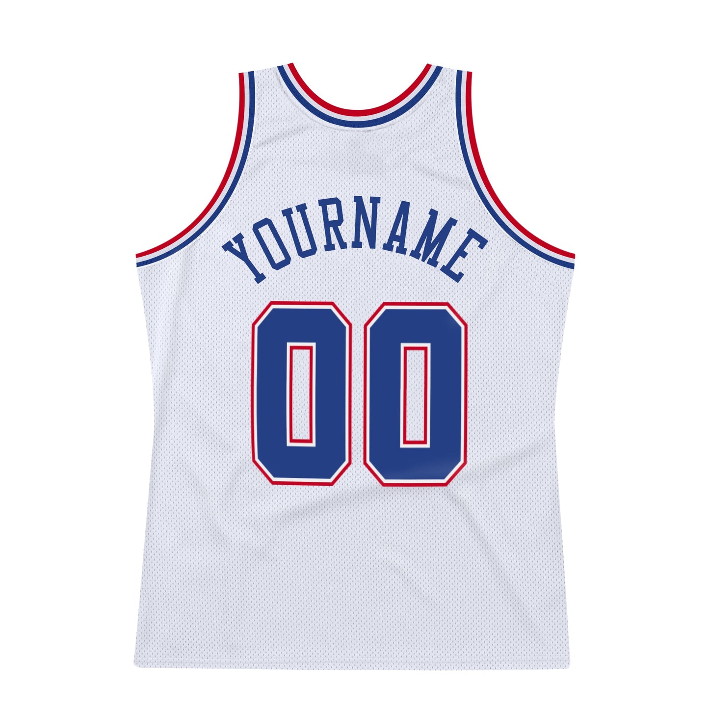Custom White Royal-Red Authentic Throwback Basketball Jersey view 6