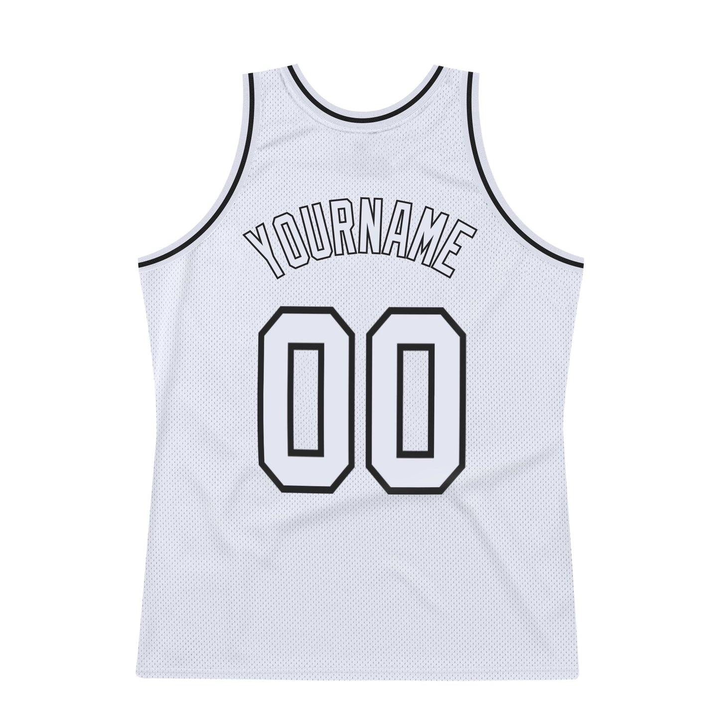 Custom White White-Black Authentic Throwback Basketball Jersey view 6