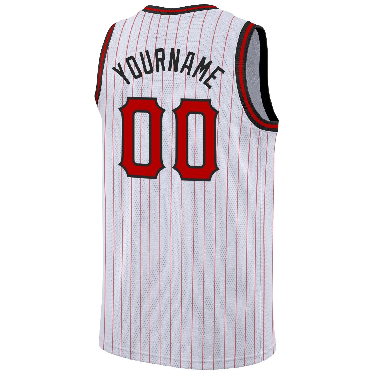 Custom White Red Pinstripe Red-Black Authentic Basketball Jersey view 6