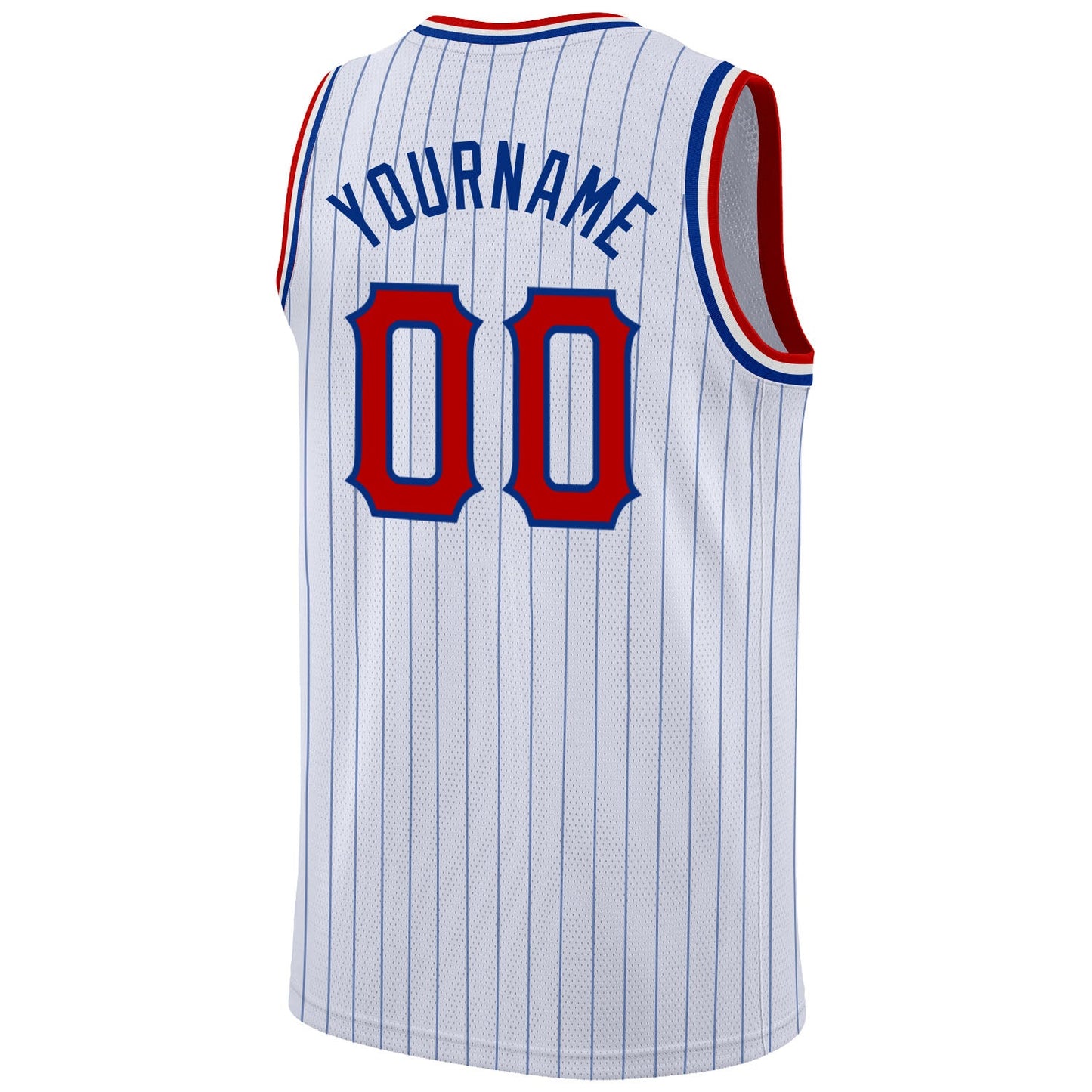Custom White Royal Pinstripe Red-Royal Authentic Basketball Jersey view 6