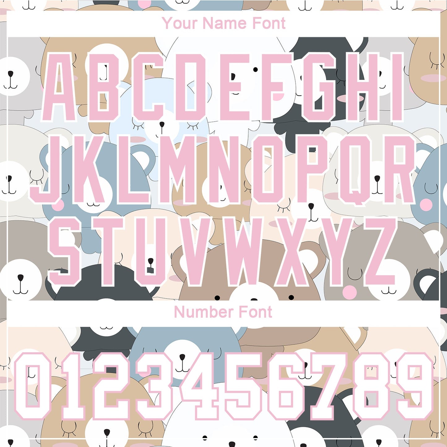 Custom White White-Light Pink 3D Pattern Design Teddy Bears Authentic Baseball Jersey view 5