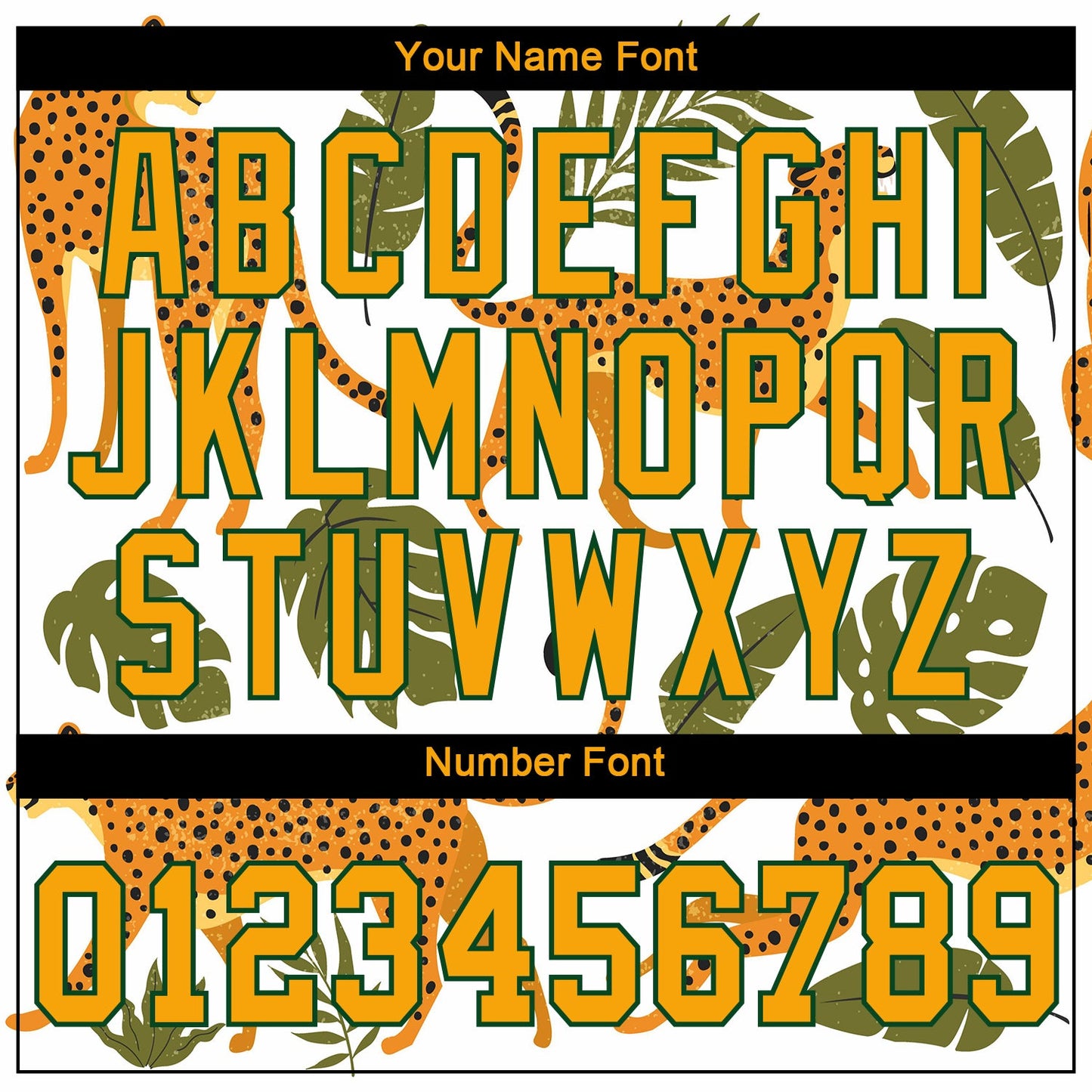 Custom White Gold-Green 3D Pattern Design Leopards And Tropical Palm Leaves Authentic Baseball Jersey view 5