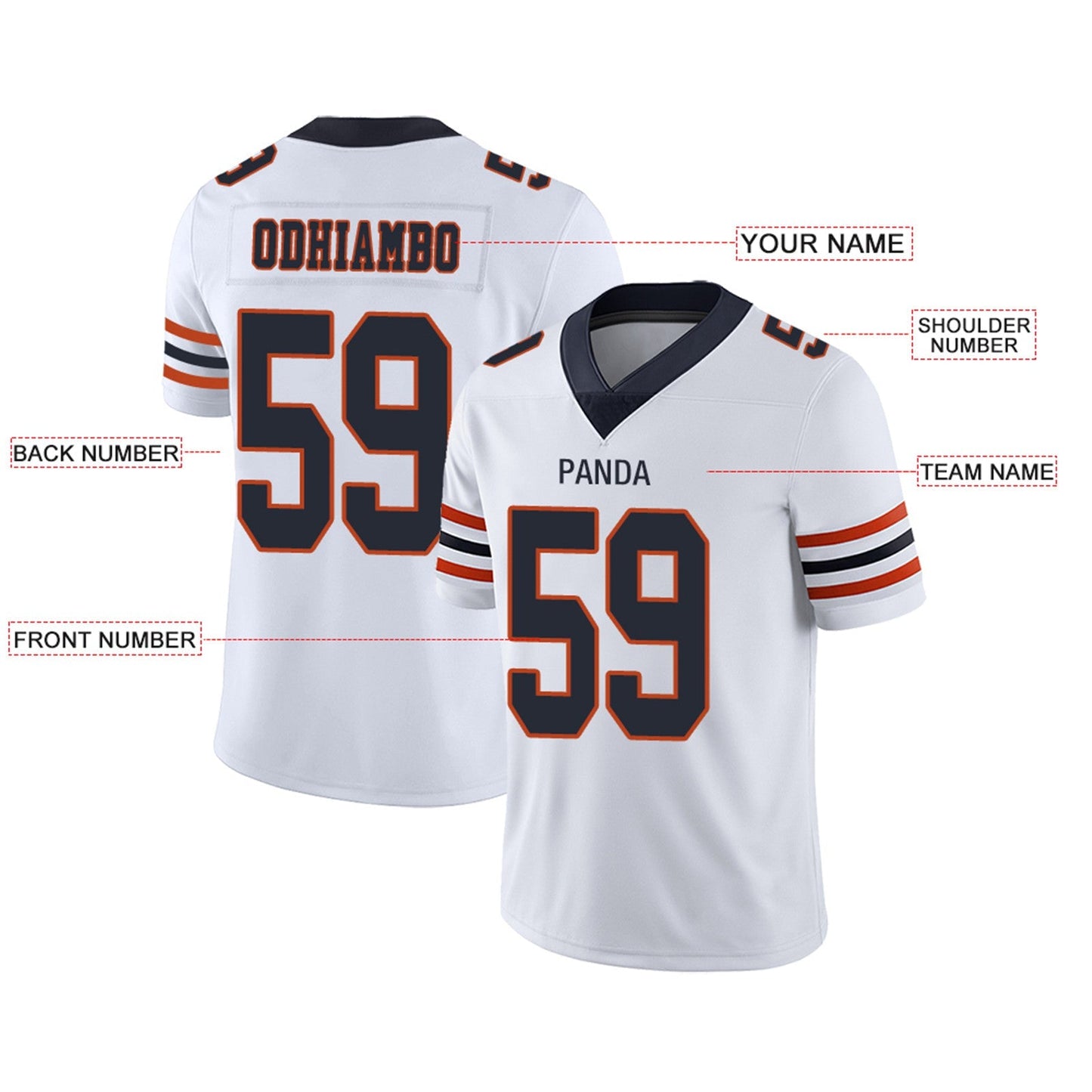 Custom C.Bears Football Jerseys Team Player or Personalized Design Your Own Name for Men's Women's Youth Jerseys Navy view 12