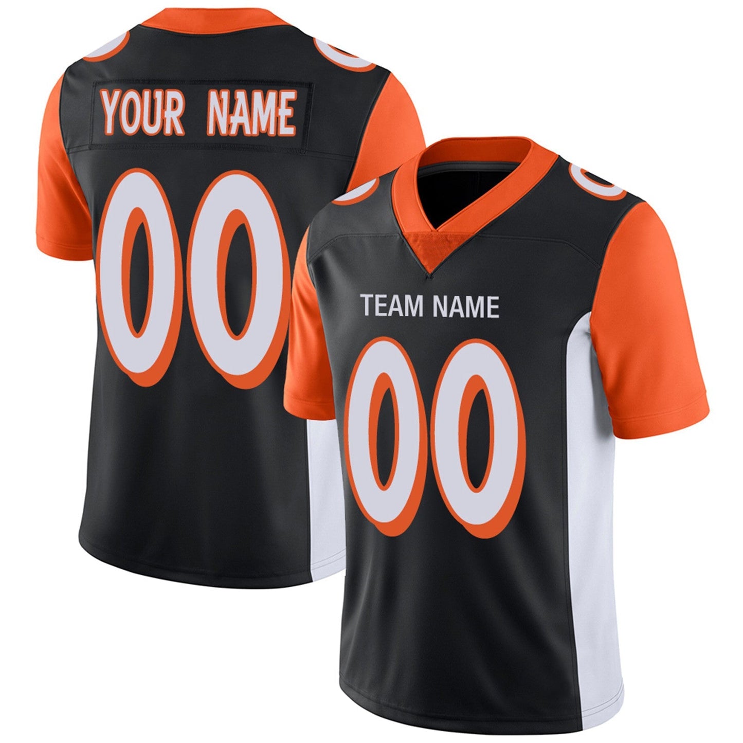 Custom C.Bengals Football Jerseys Team Player or Personalized Design Your Own Name for Men's Women's Youth Jerseys Orange view 2