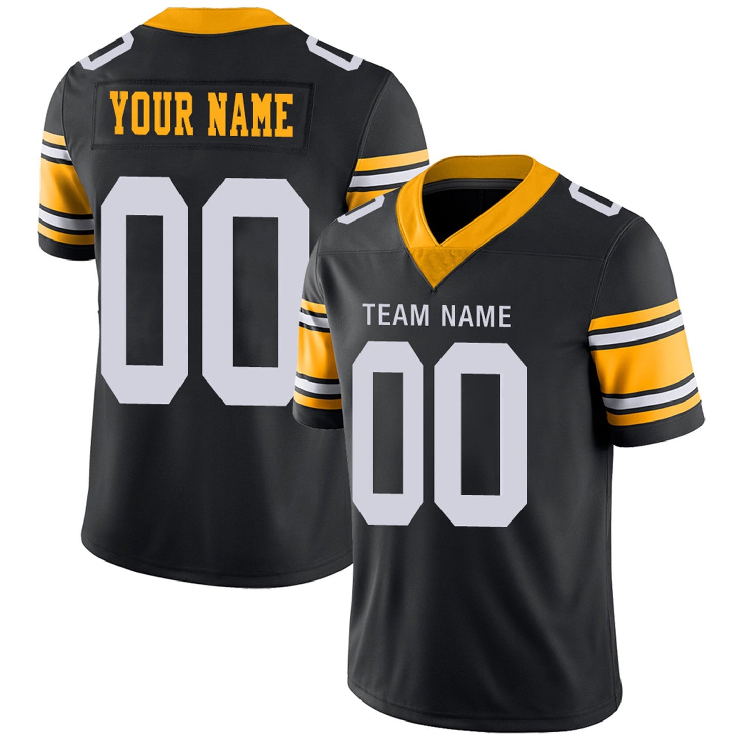 Custom P.Steelers Football Jerseys Team Player or Personalized Design Your Own Name for Men's Women's Youth Jerseys Black - Main View