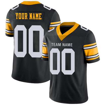 Custom P.Steelers Football Jerseys Team Player or Personalized Design Your Own Name for Men's Women's Youth Jerseys Black - Main View