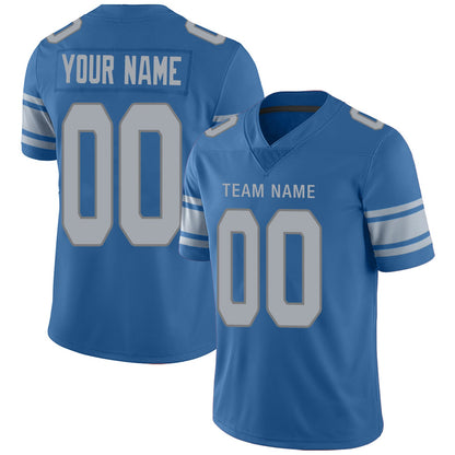 Custom D.Lions Football Jersey Team Player or Personalized Design Your Own Name for Men's Women's Youth Jerseys Blue - Main View