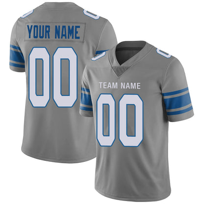 Custom D.Lions Football Jersey Team Player or Personalized Design Your Own Name for Men's Women's Youth Jerseys Blue view 3