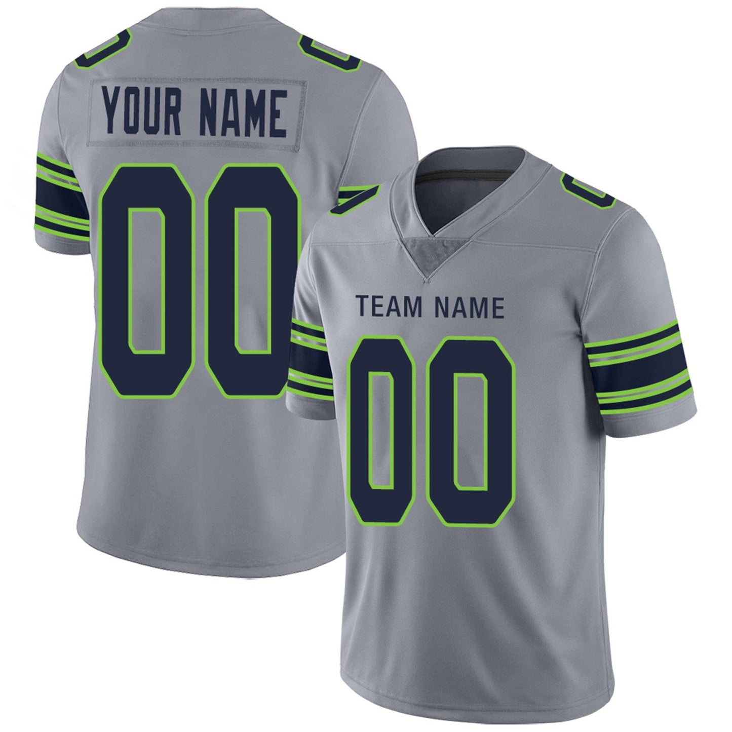 Custom S.Seahawks Football Jerseys Team Player or Personalized Design Your Own Name for Men's Women's Youth Jerseys Navy view 3