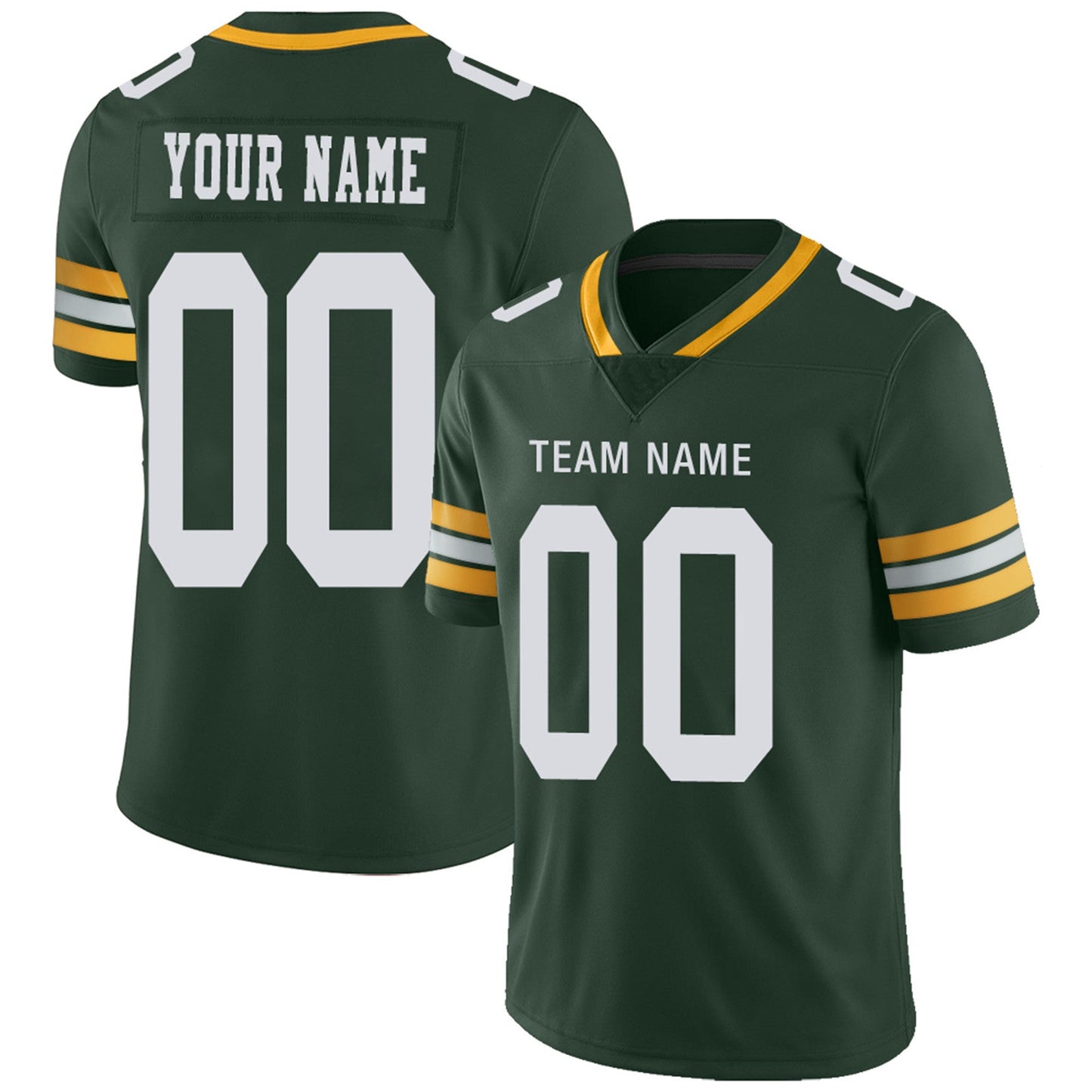 Custom GB.Packers Football Jerseys Team Player or Personalized Design Your Own Name for Men's Women's Youth Jerseys Green - Main View