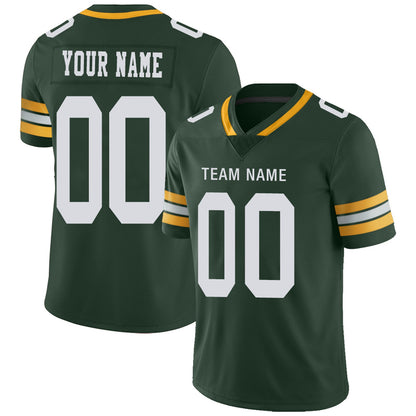 Custom GB.Packers Football Jerseys Team Player or Personalized Design Your Own Name for Men's Women's Youth Jerseys Green - Main View