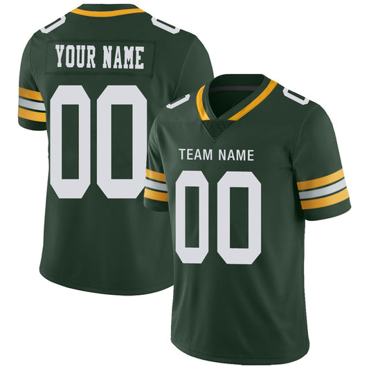 Custom GB.Packers Football Jerseys Team Player or Personalized Design Your Own Name for Men's Women's Youth Jerseys Green - Main View