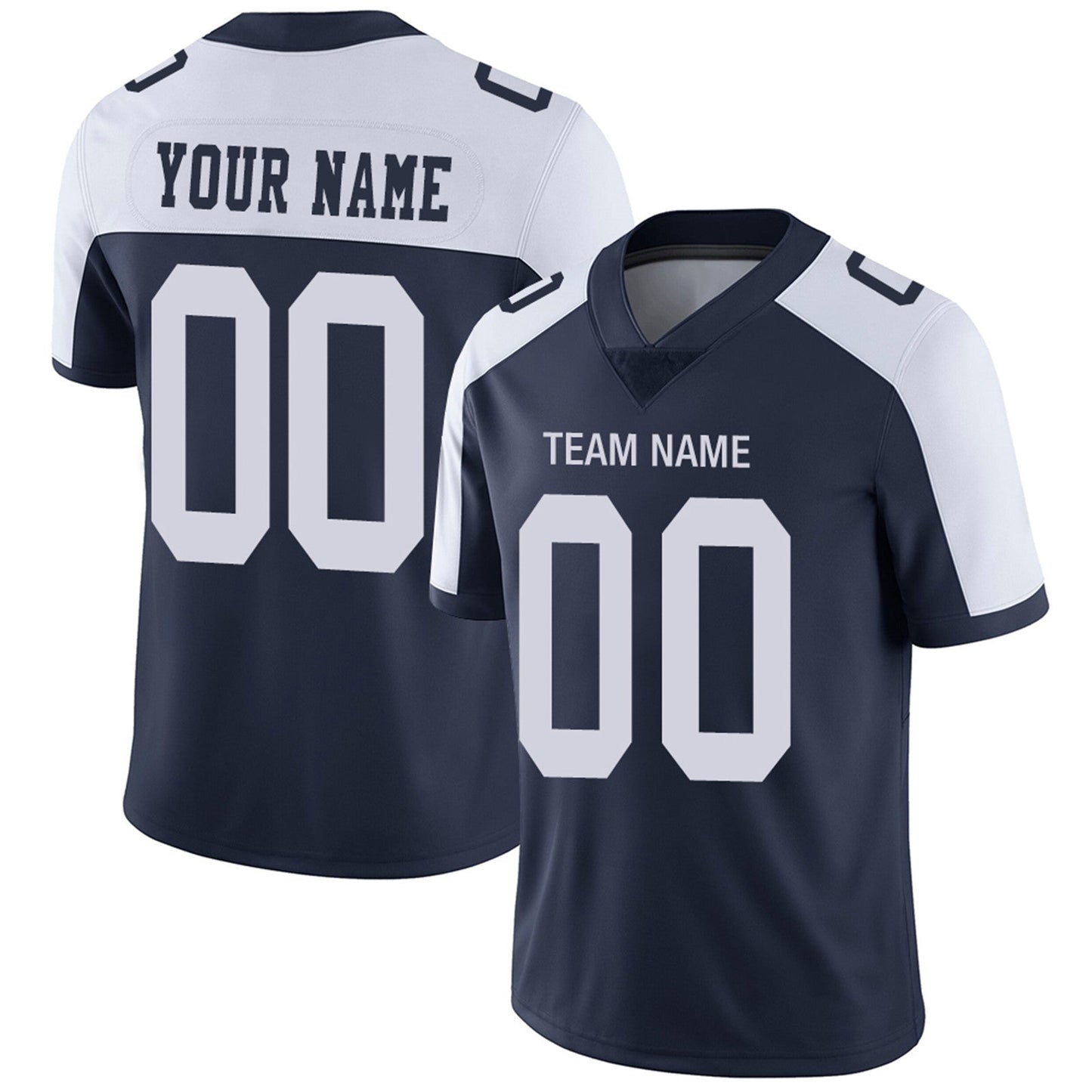 Custom D.Cowboys Football Jerseys Team Player or Personalized Design Your Own Name for Men's Women's Youth Jerseys Navy view 2