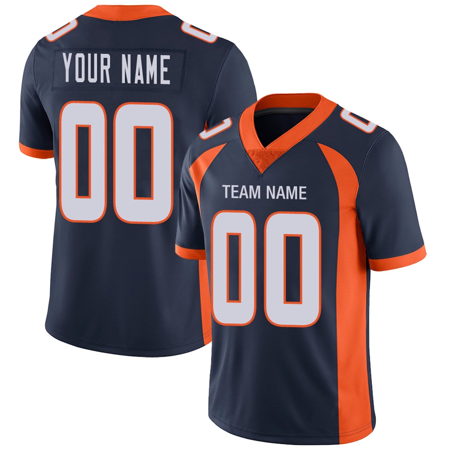 Custom D.Broncos Football Jerseys Team Player or Personalized Design Your Own Name for Men's Women's Youth Jerseys Orange - Main View