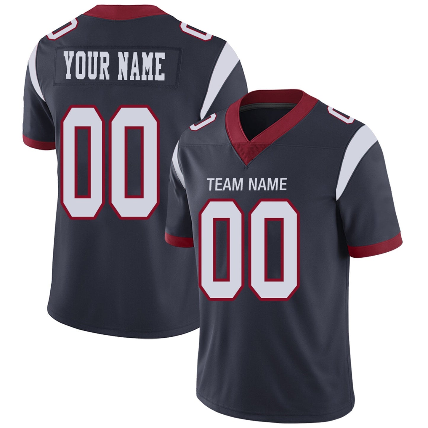 Custom H.Texans Football Jerseys Team Player or Personalized Design Your Own Name for Men's Women's Youth Jerseys Navy - Main View