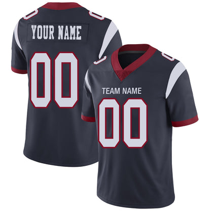 Custom H.Texans Football Jerseys Team Player or Personalized Design Your Own Name for Men's Women's Youth Jerseys Navy - Main View