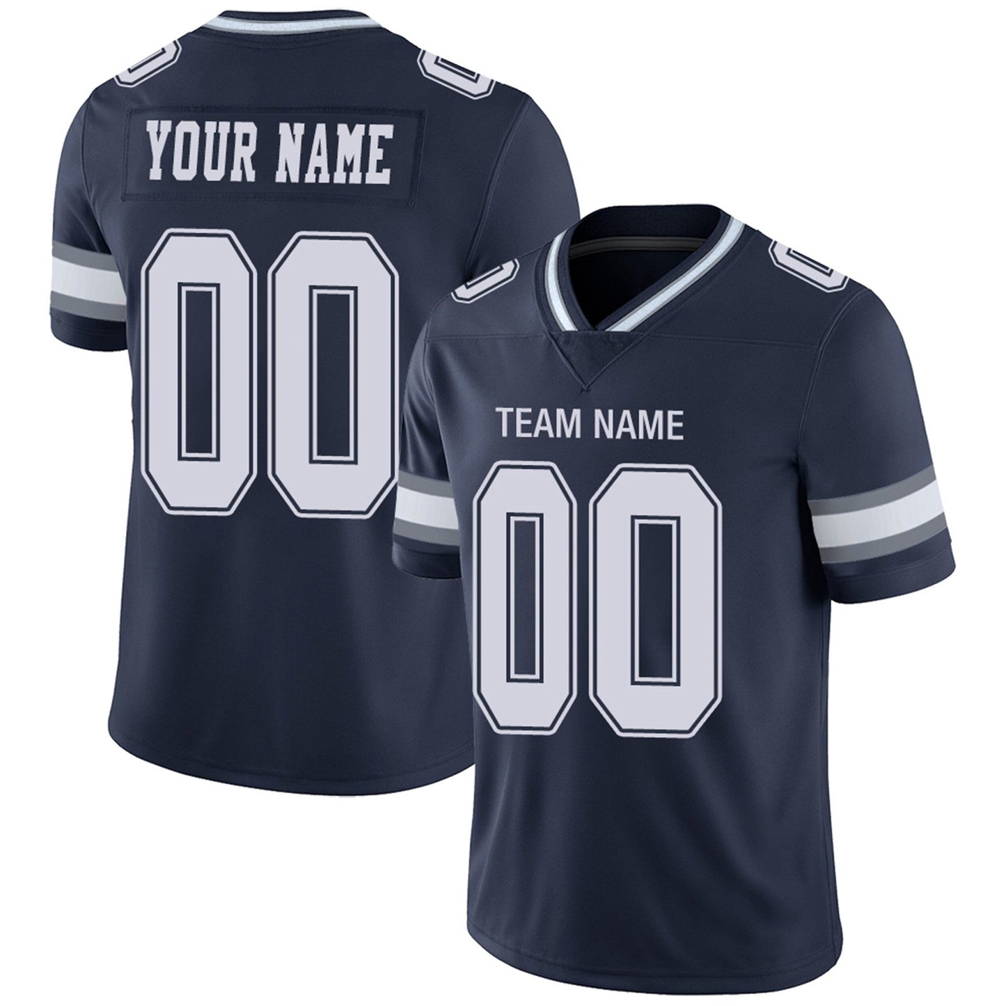 Custom D.Cowboys Football Jerseys Team Player or Personalized Design Your Own Name for Men's Women's Youth Jerseys Navy - Main View