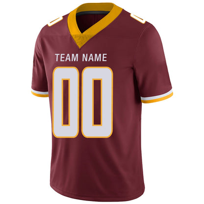 Custom W.Football Team Player or Personalized Design Your Own Name for Men's Women's Youth Jerseys Burgundy Football Jerseys view 7