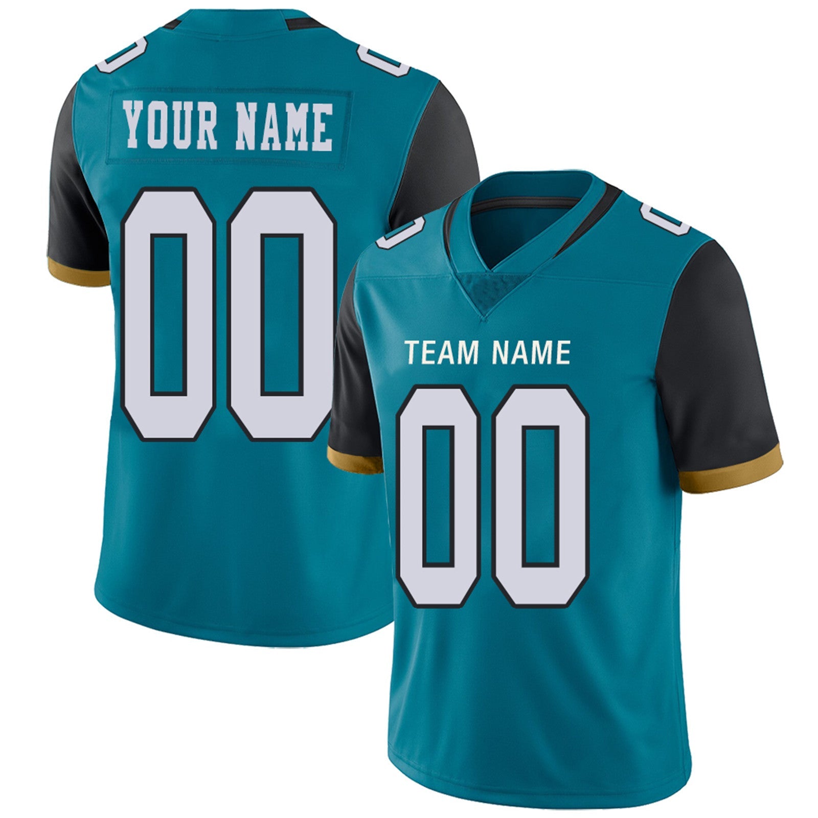 Custom J.Jaguars Football Jerseys Team Player or Personalized Design Your Own Name for Men's Women's Youth Jerseys Teal view 4