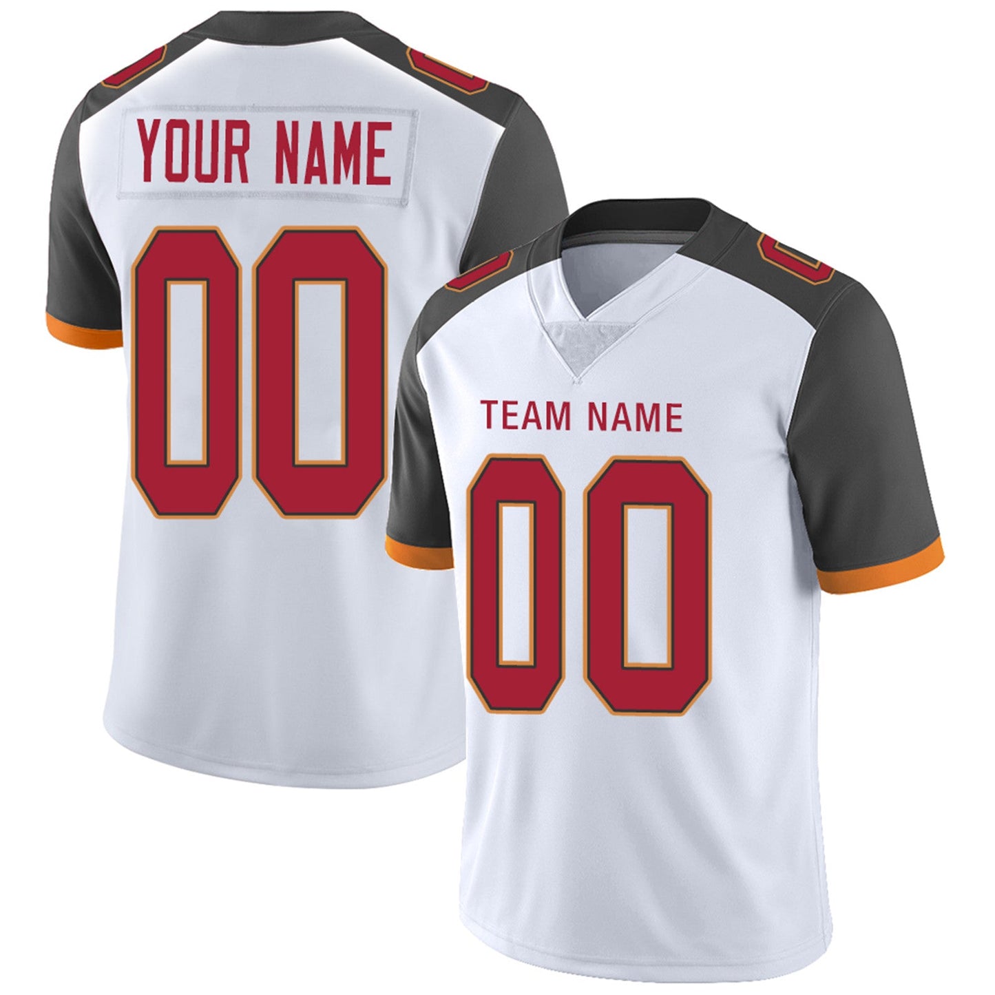 Custom TB.Buccaneers Football Jerseys Team Player or Personalized Design Your Own Name for Men's Women's Youth Jerseys Red view 2